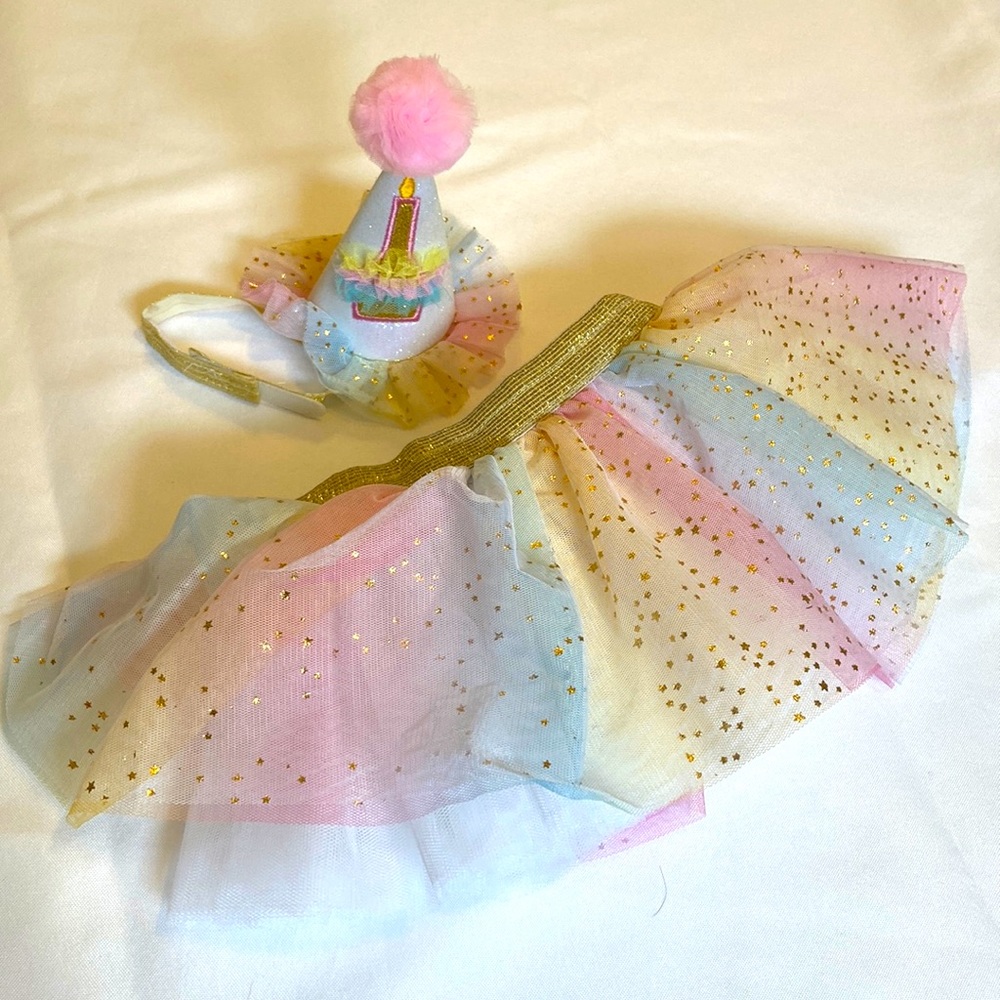 Baby girl first birthday party hat and tutu set | matching set 1st bday decor